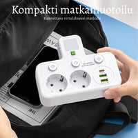 VirtaKoti – Kompakti jatkopistorasia USB-porteilla ja yövalolla