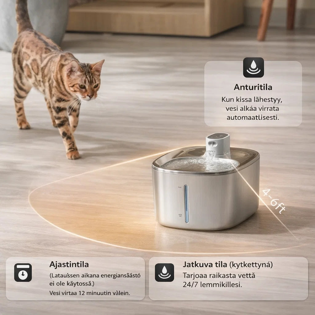 KissaVesi – Hiljainen 4L juoma-automaatti kissoille
