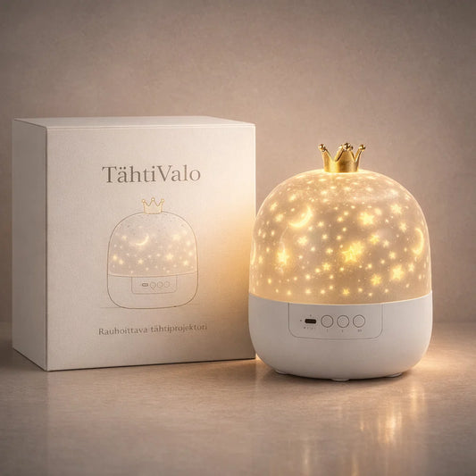 TähtiValo – Pyörivä tähtiprojektori tunnelmalliseen iltaan